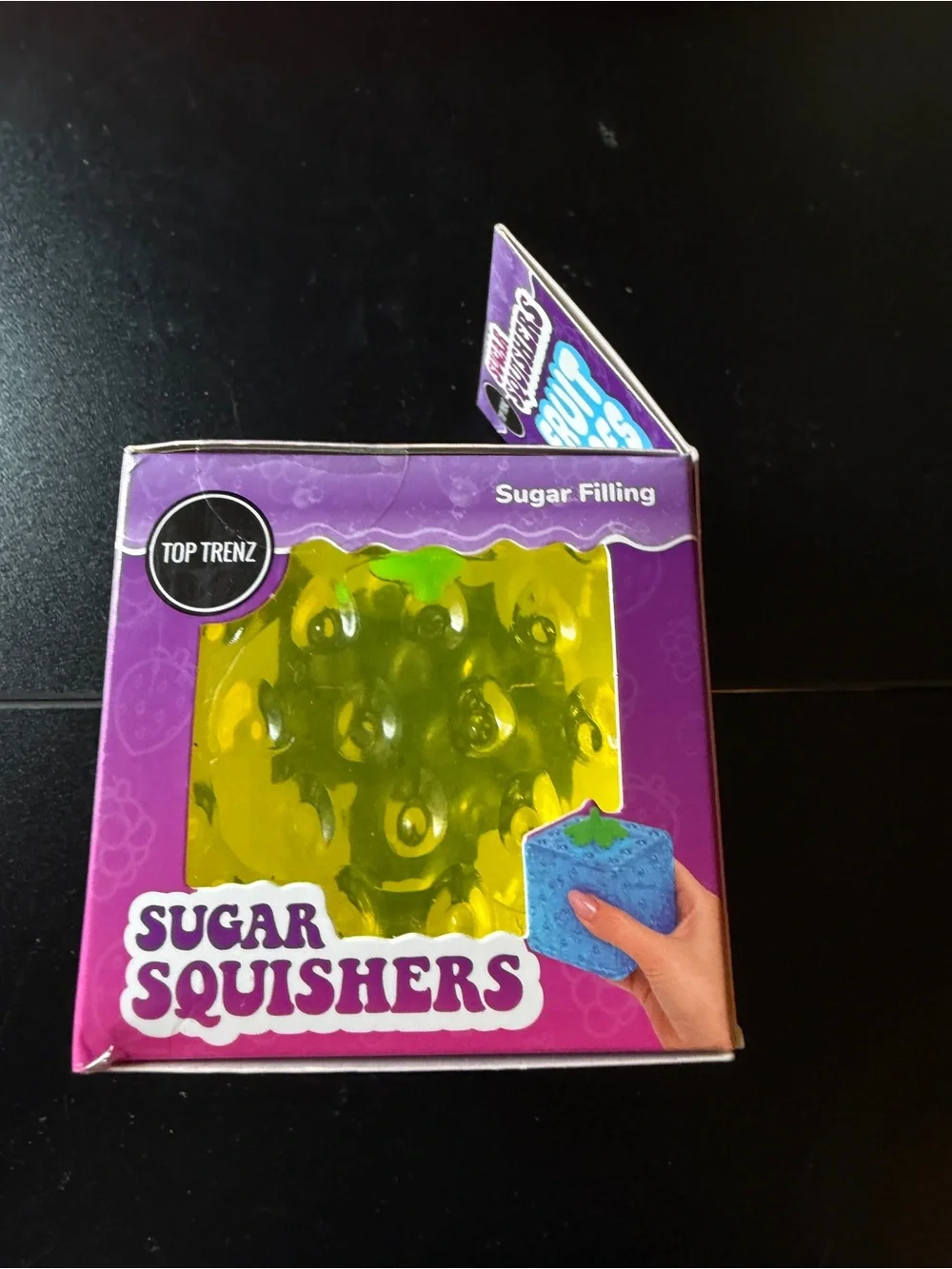 Squishy Top Trenz Super Duper Sugar Squisher Berry Seed Fruit Cube Yellow Toy